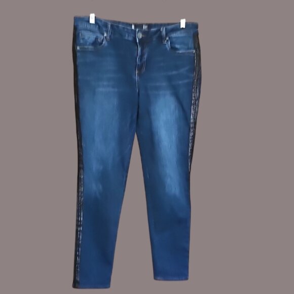 Kut from the Kloth Diana skinny jeans vegan leather side border stretch - Picture 1 of 15